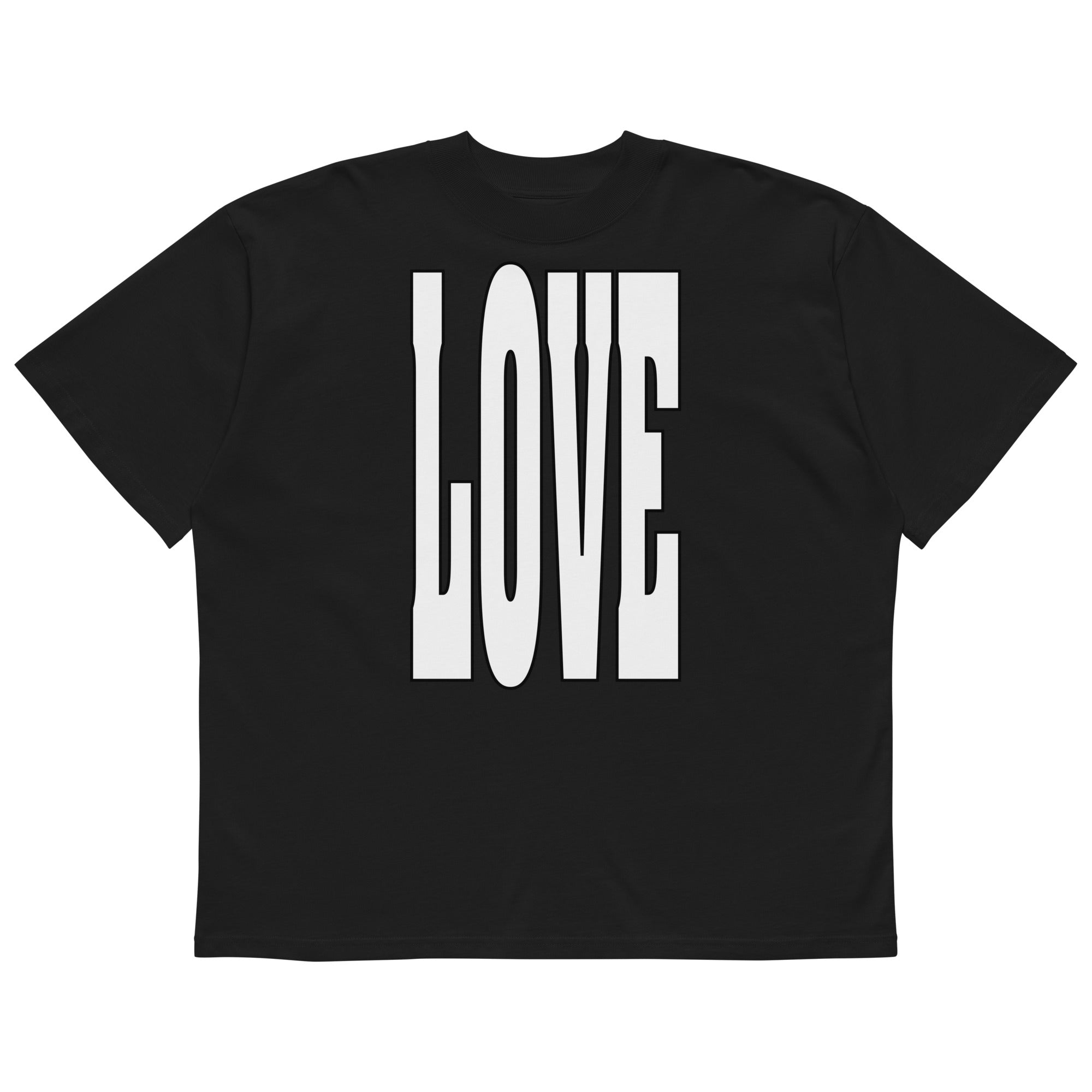 LOVE-Typography-Oversized-T-Shirt, Schwarz, Vorderansicht