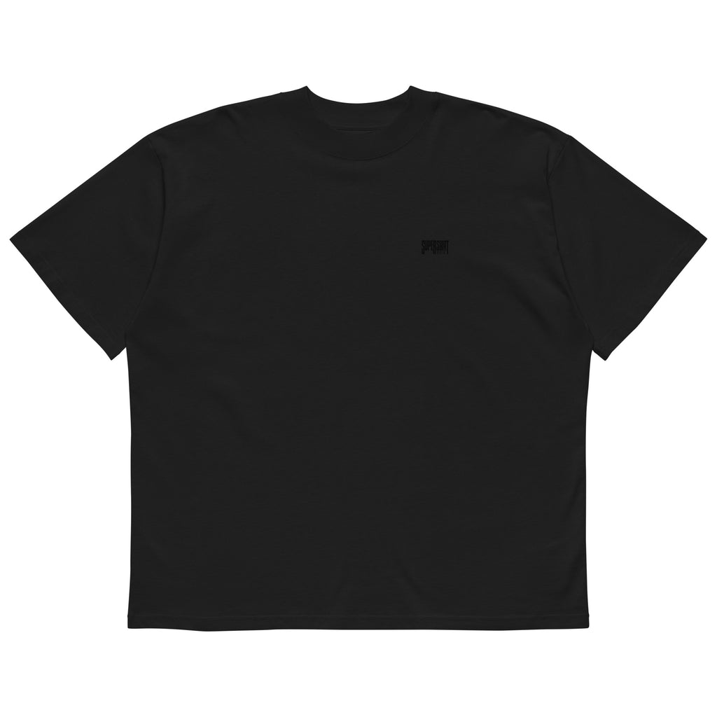 Supershirt Basic Oversized-High-Neck-T-Shirt aus Bio-Baumwolle, Schwarz, Vorderansicht