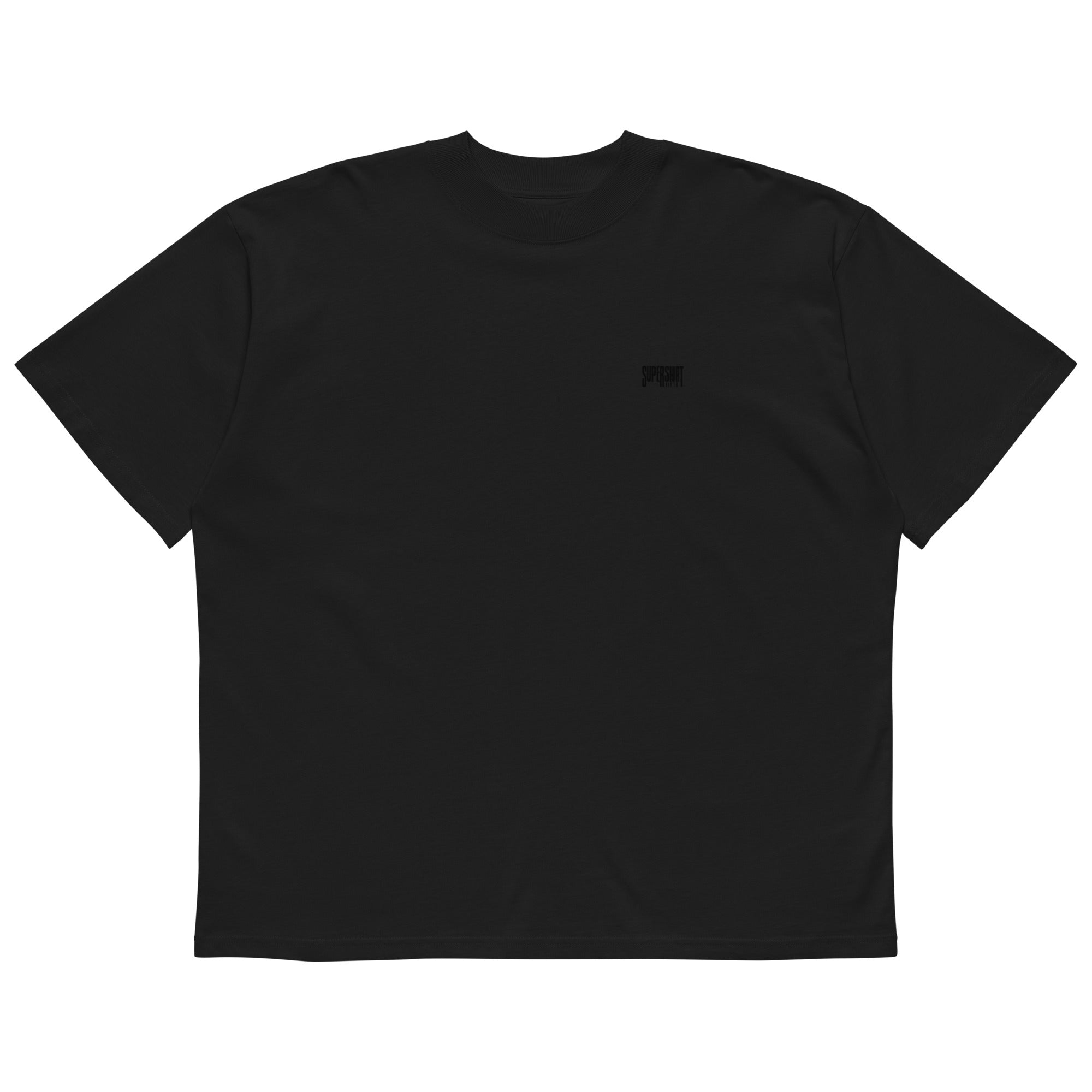 Supershirt Basic Oversized-High-Neck-T-Shirt aus Bio-Baumwolle, Schwarz, Vorderansicht