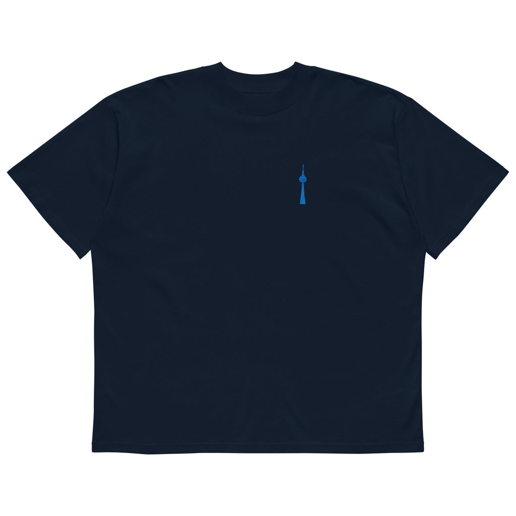 Berlin Fernsehturm Oversized T-Shirt, Marineblau, Vorderansicht