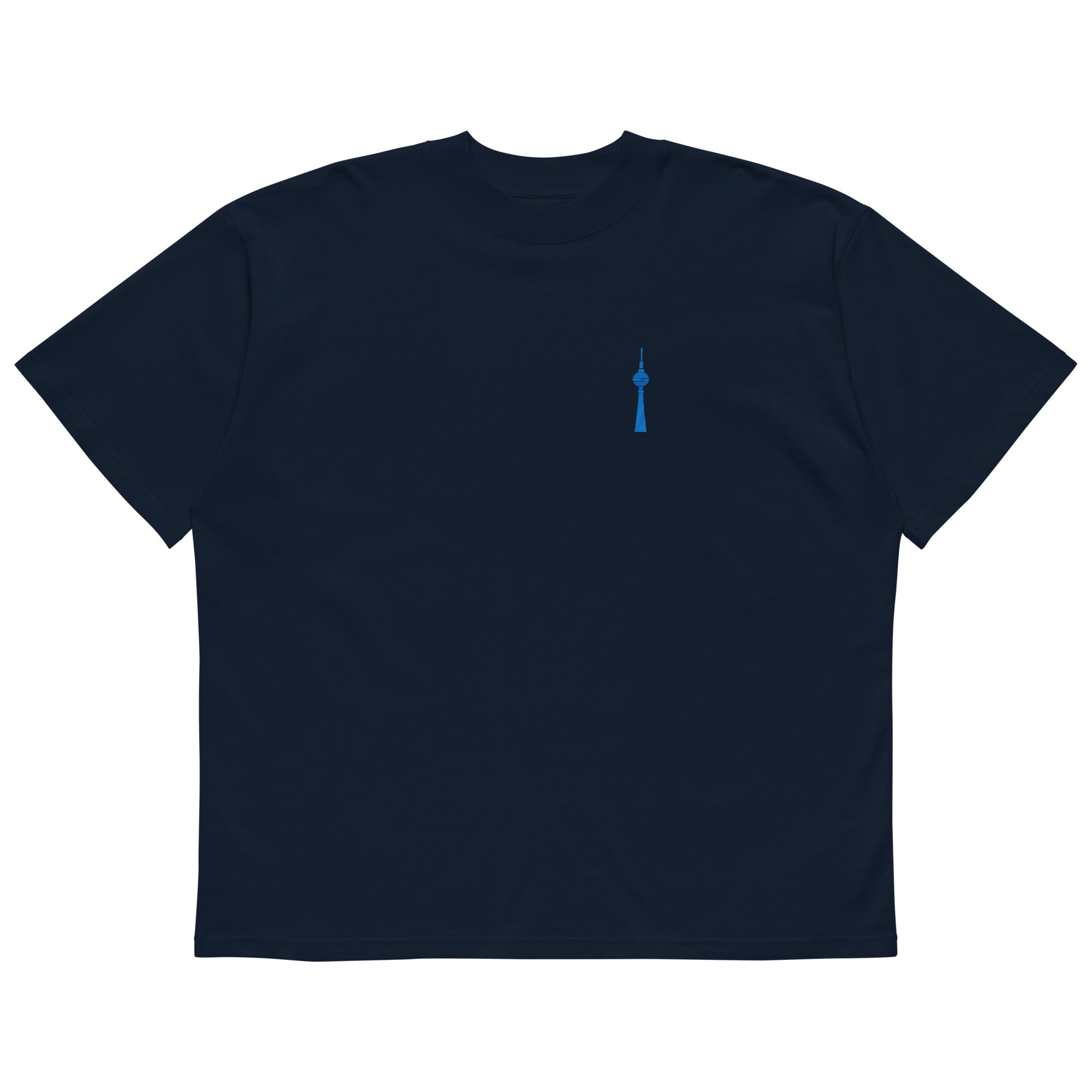 Berlin Fernsehturm Oversized T-Shirt, Marineblau, Vorderansicht