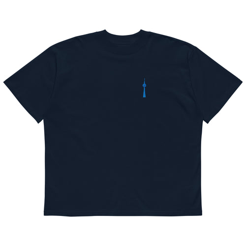 Berlin Fernsehturm Oversized T-Shirt, Marineblau, Vorderansicht