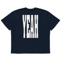 'YEAH'-Oversized-T-Shirt mit Schriftzug, Marineblau, Vorderansicht