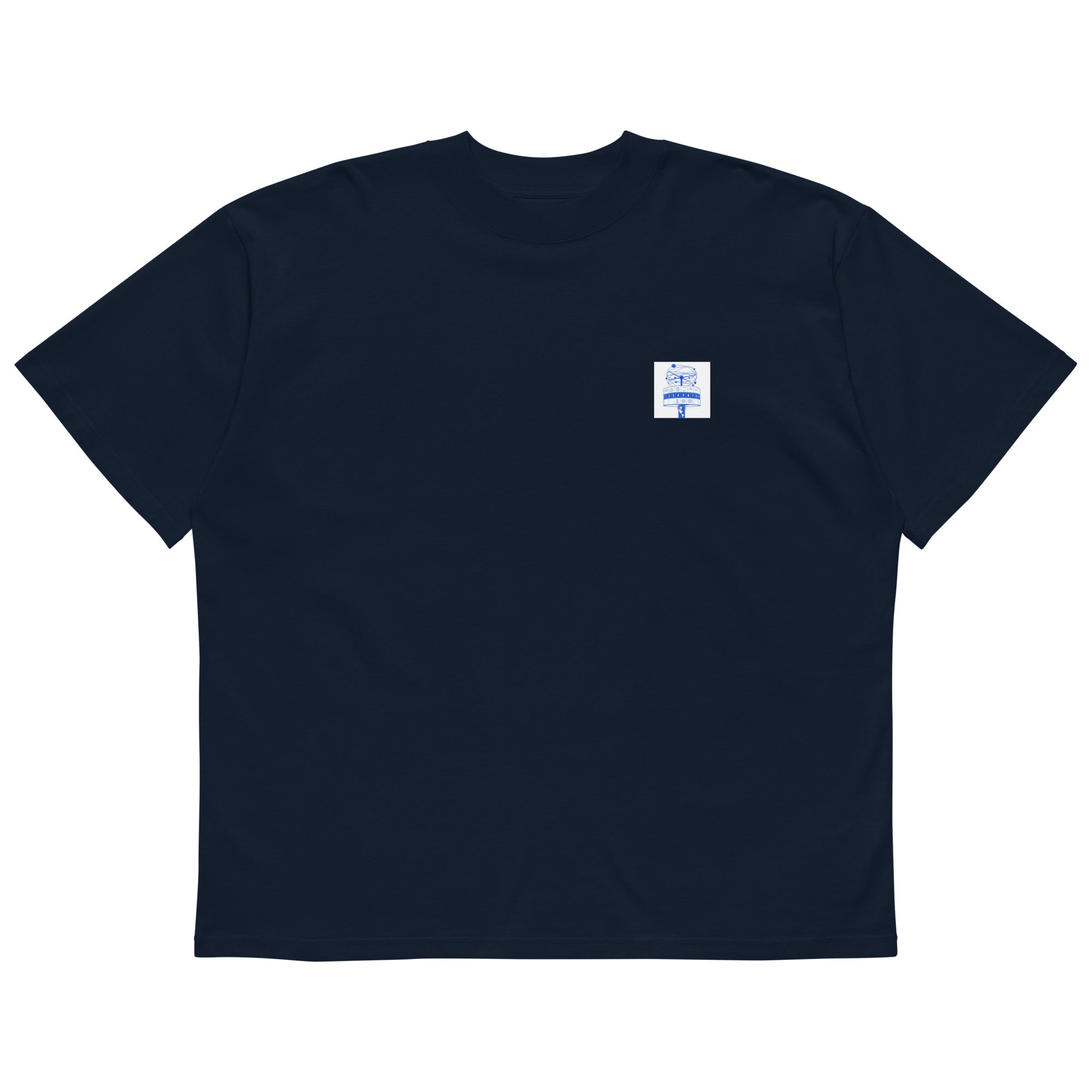 Berlin Alexanderplatz T-shirt with World Clock (Weltzeituhr) print, French Navy, front view