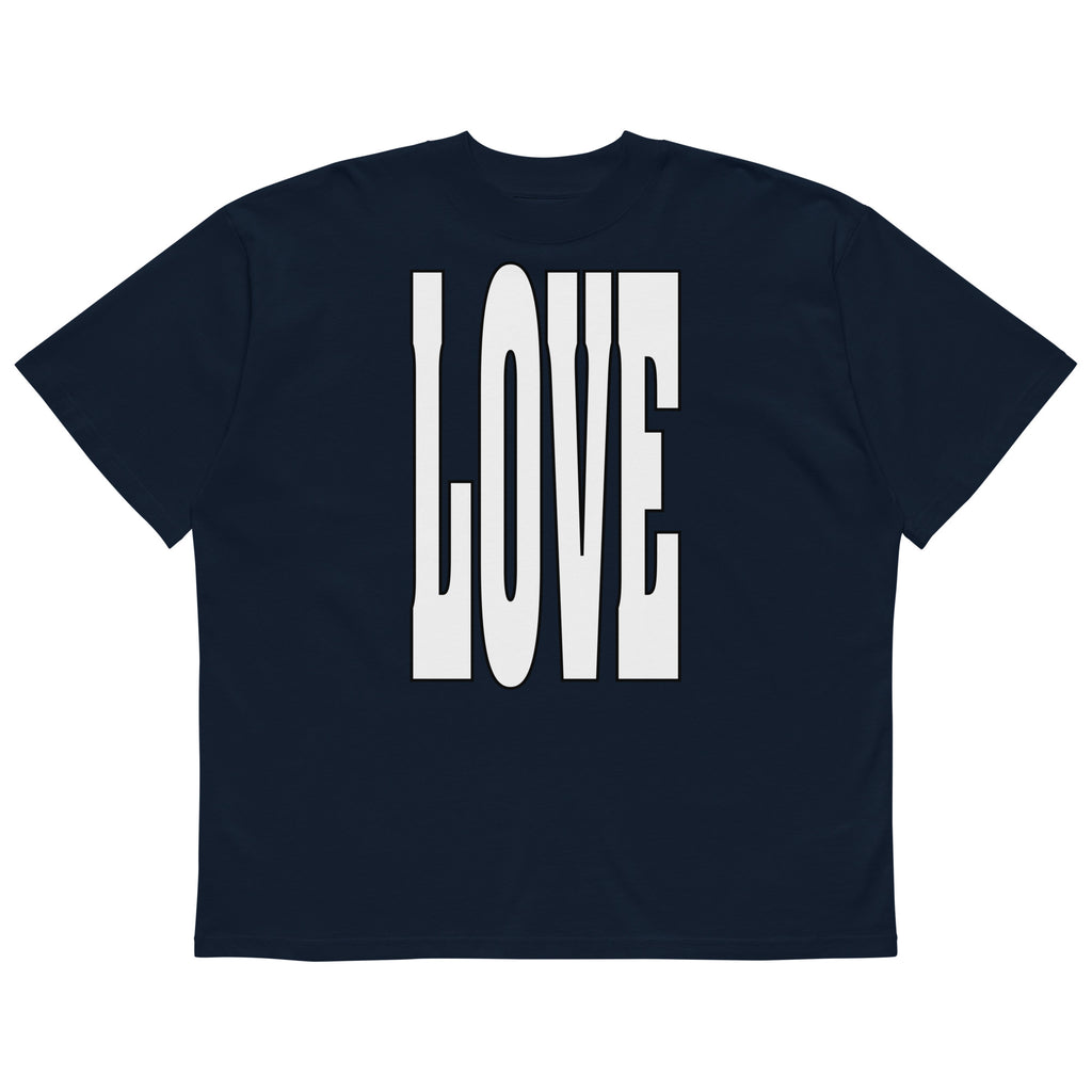 LOVE-Typography-Oversized-T-Shirt, Marineblau, Vorderansicht