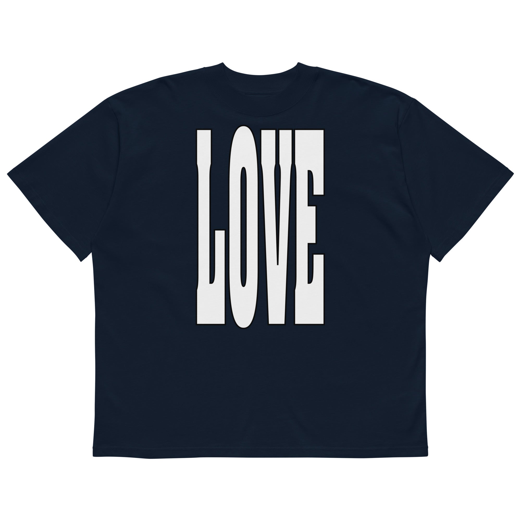 LOVE-Typography-Oversized-T-Shirt, Marineblau, Vorderansicht