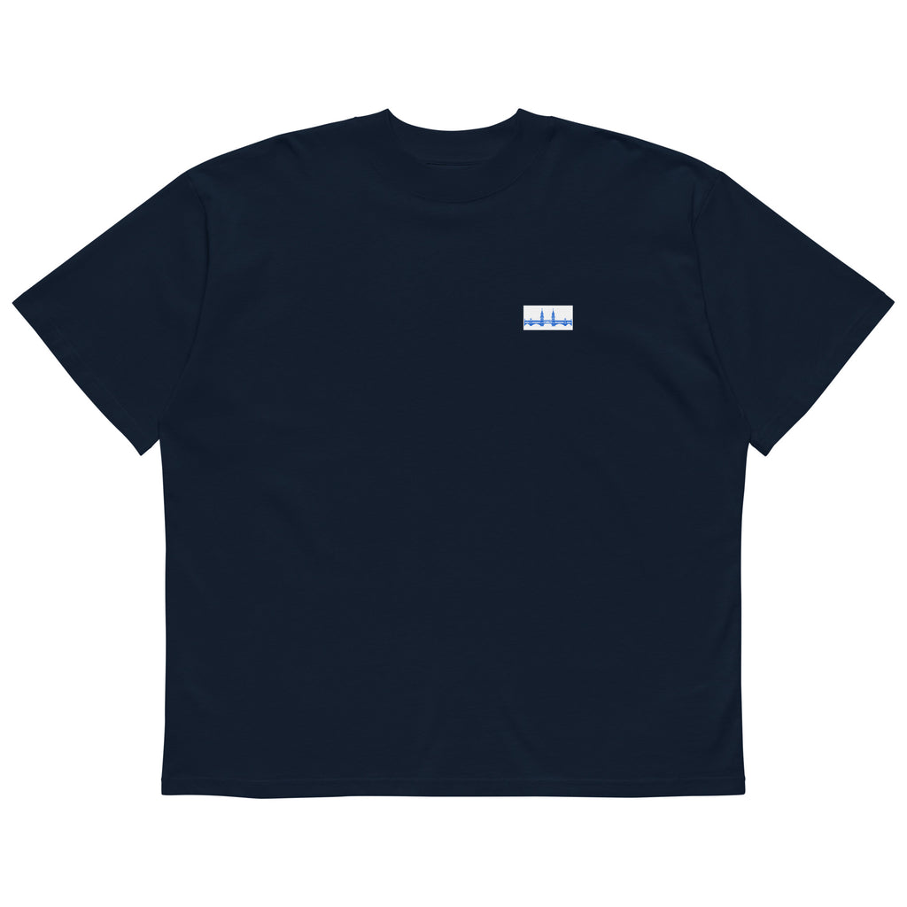 Berlin Oberbaumbrücke Oversized-T-Shirt, Marineblau, Vorderansicht
