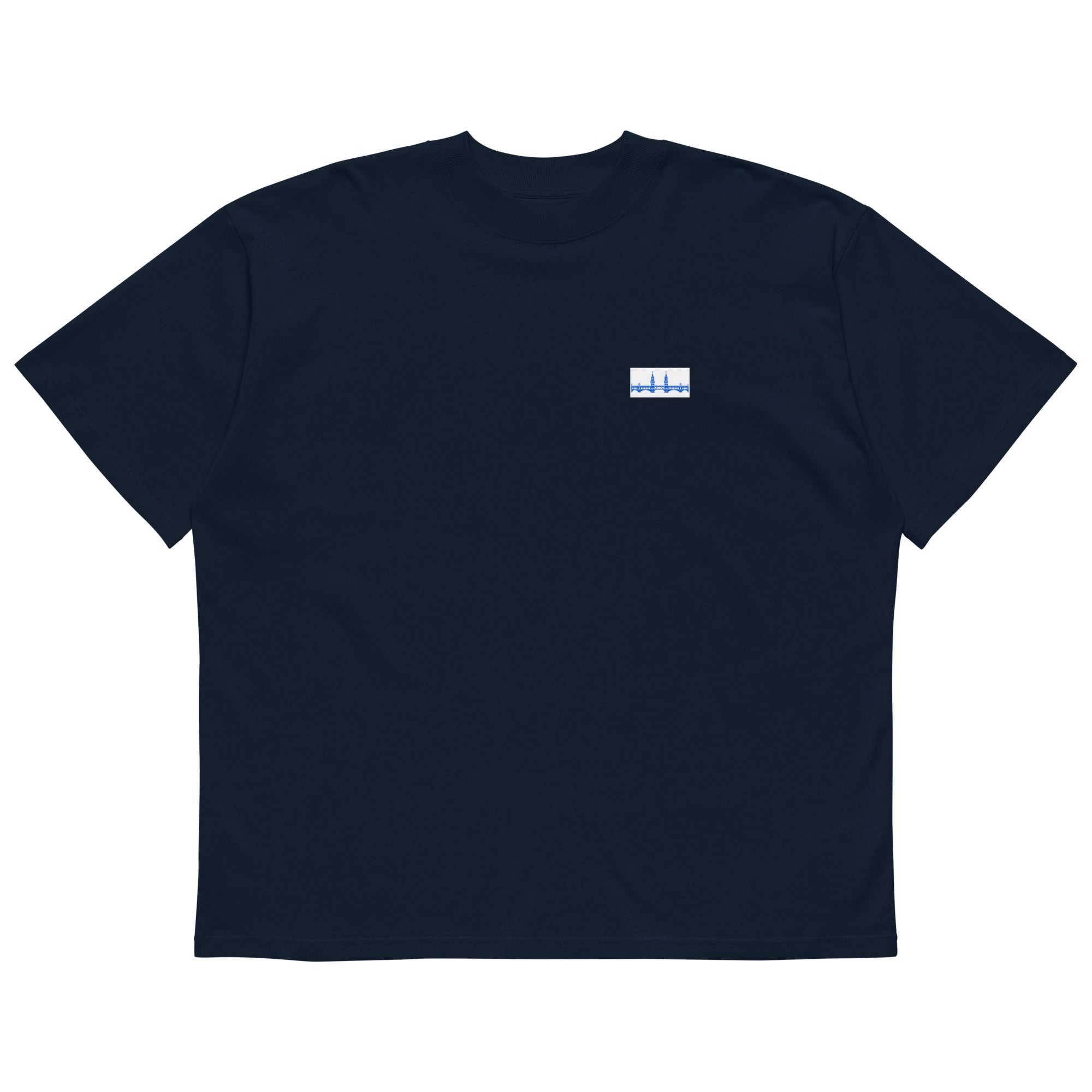 Berlin Oberbaumbrücke Oversized-T-Shirt, Marineblau, Vorderansicht