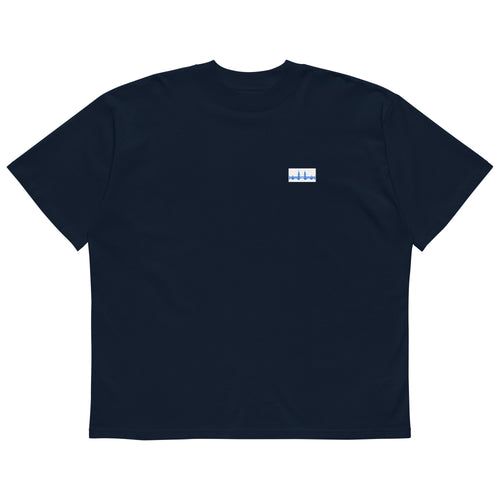 Berlin Oberbaumbrücke Oversized-T-Shirt, Marineblau, Vorderansicht