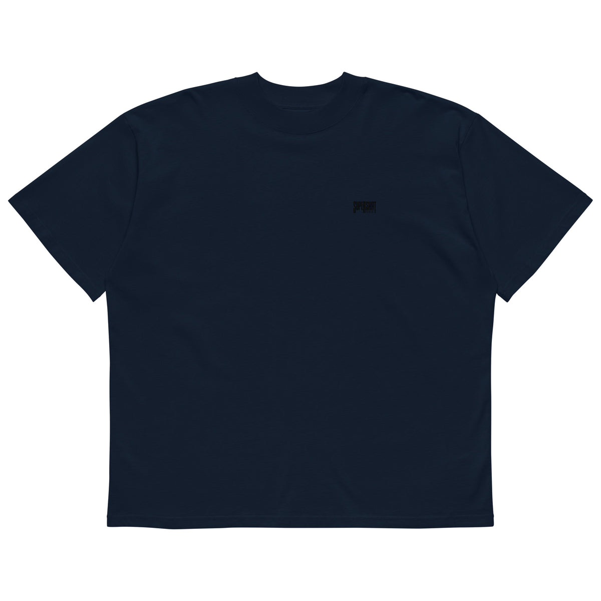 Supershirt Basic Oversized-High-Neck-T-Shirt aus Bio-Baumwolle, Marineblau, Vorderansicht