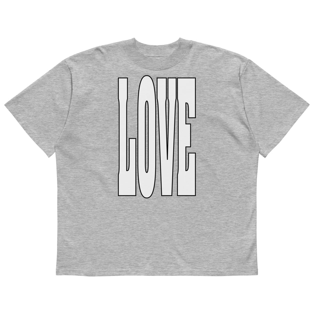 LOVE-Typography-Oversized-T-Shirt, Graumeliert, Vorderansicht