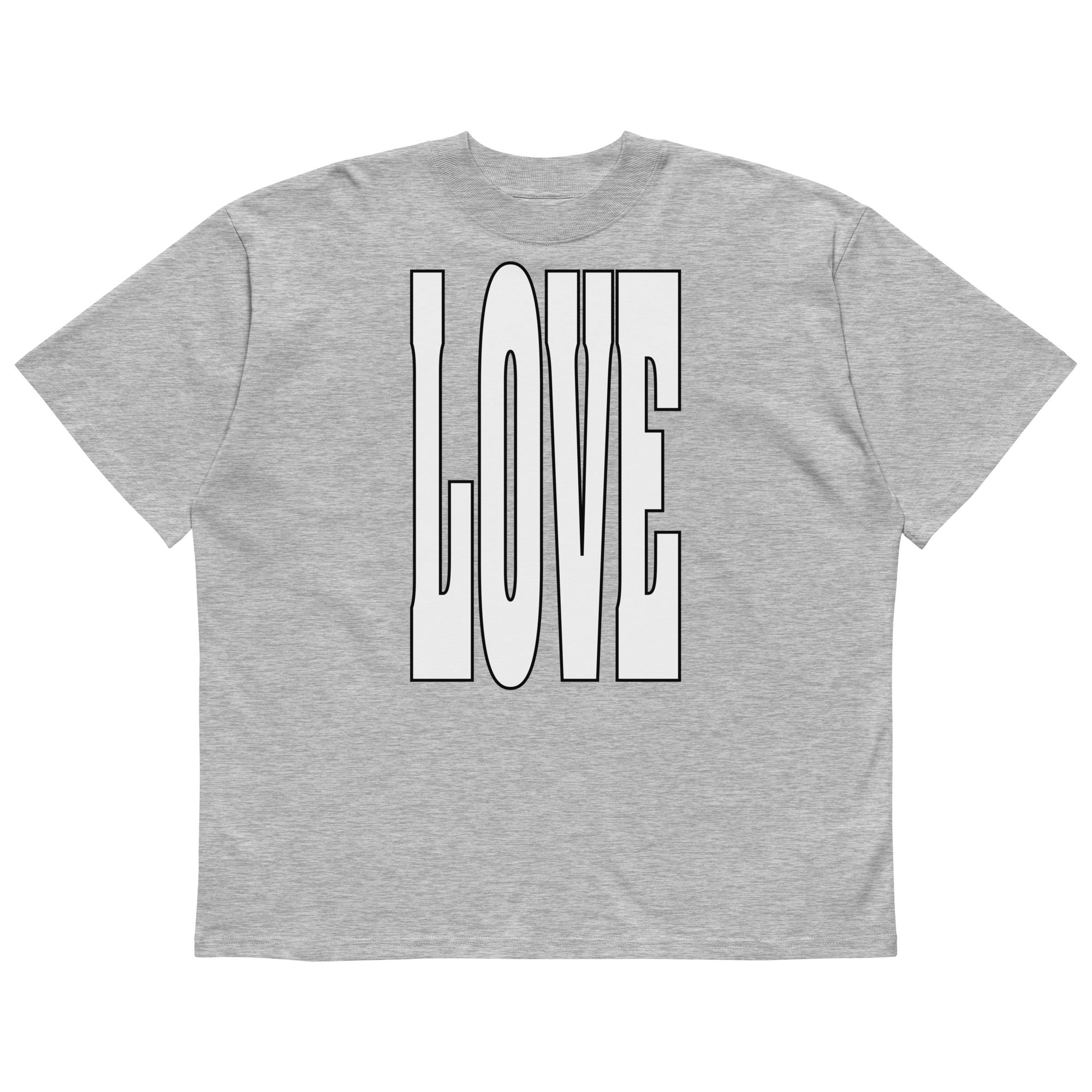 LOVE-Typography-Oversized-T-Shirt, Graumeliert, Vorderansicht