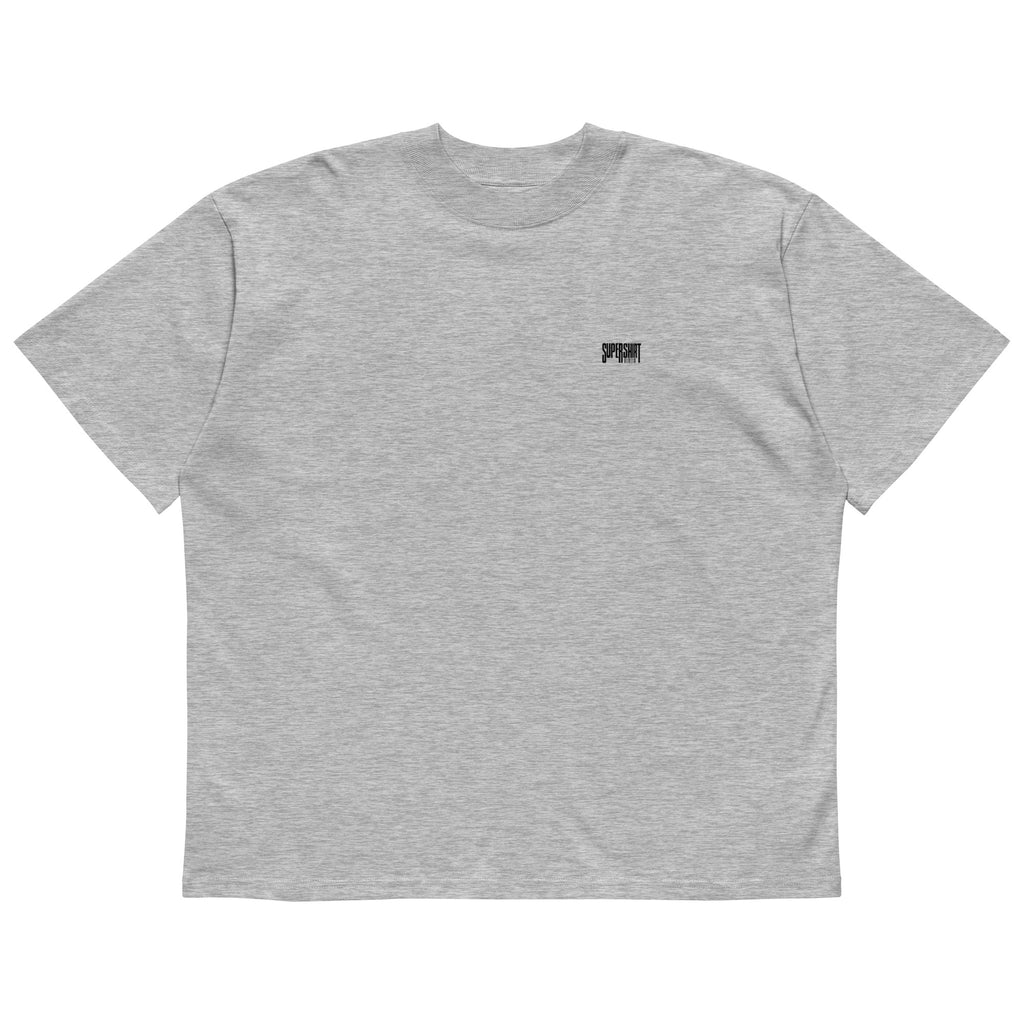 Supershirt Basic Oversized-High-Neck-T-Shirt aus Bio-Baumwolle, Graumeliert, Vorderansicht