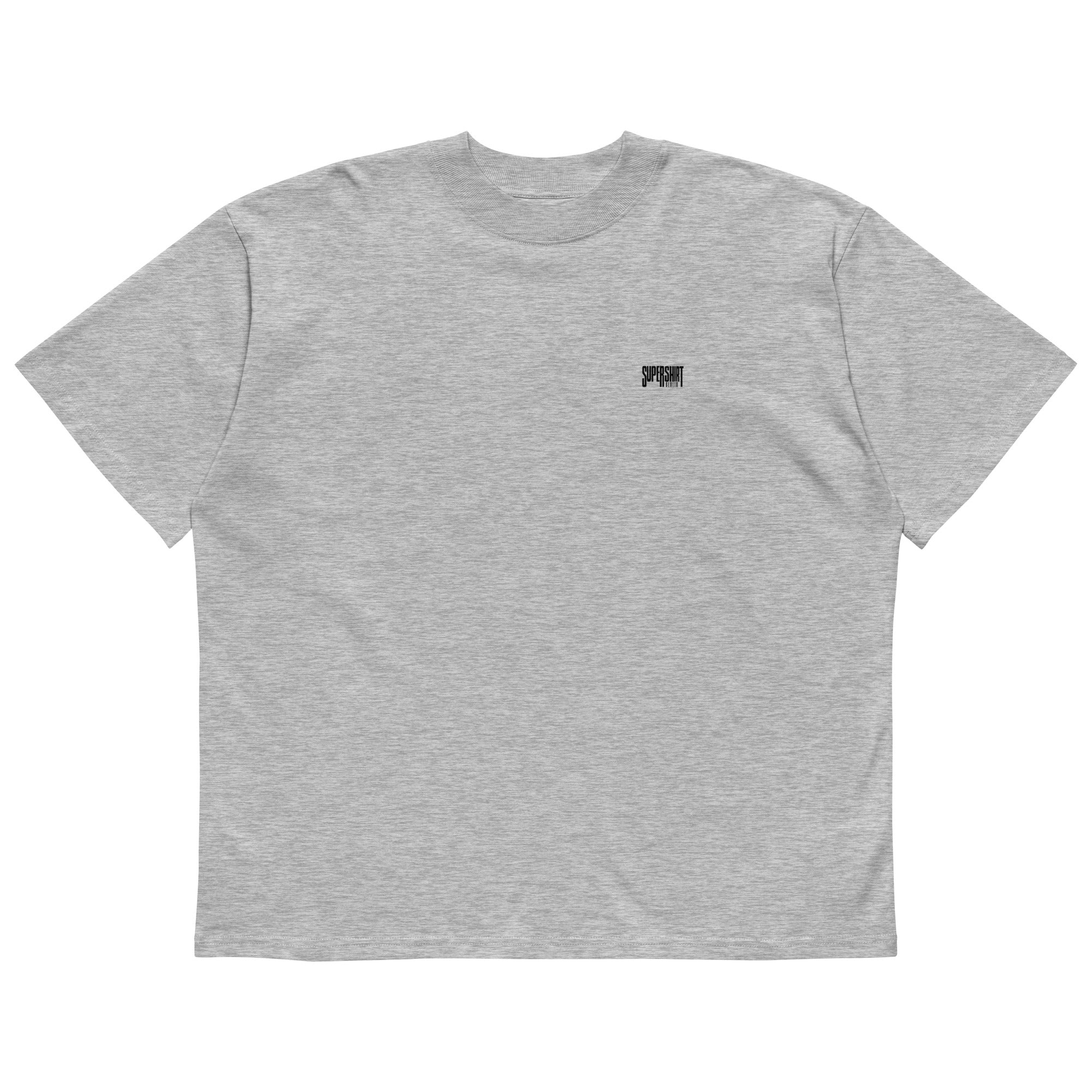 Supershirt Basic Oversized-High-Neck-T-Shirt aus Bio-Baumwolle, Graumeliert, Vorderansicht