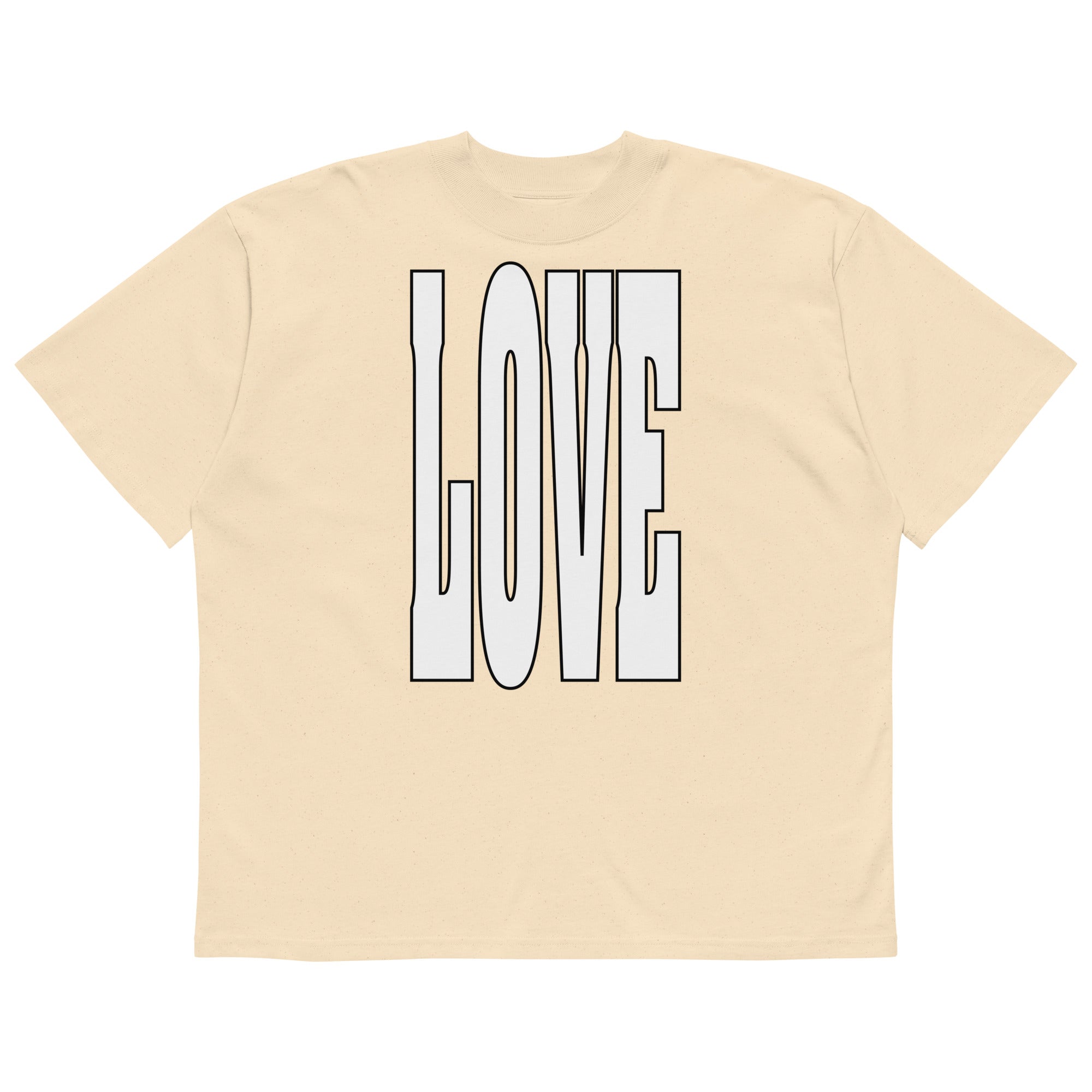 LOVE-Typography-Oversized-T-Shirt, Natur, Vorderansicht