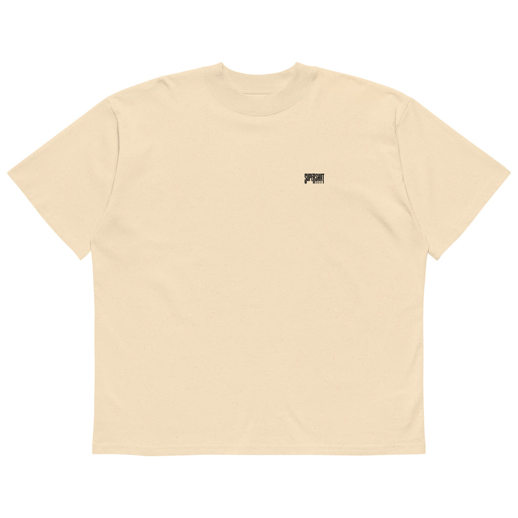 Supershirt Basic Oversized-High-Neck-T-Shirt aus Bio-Baumwolle, Natur, Vorderansicht