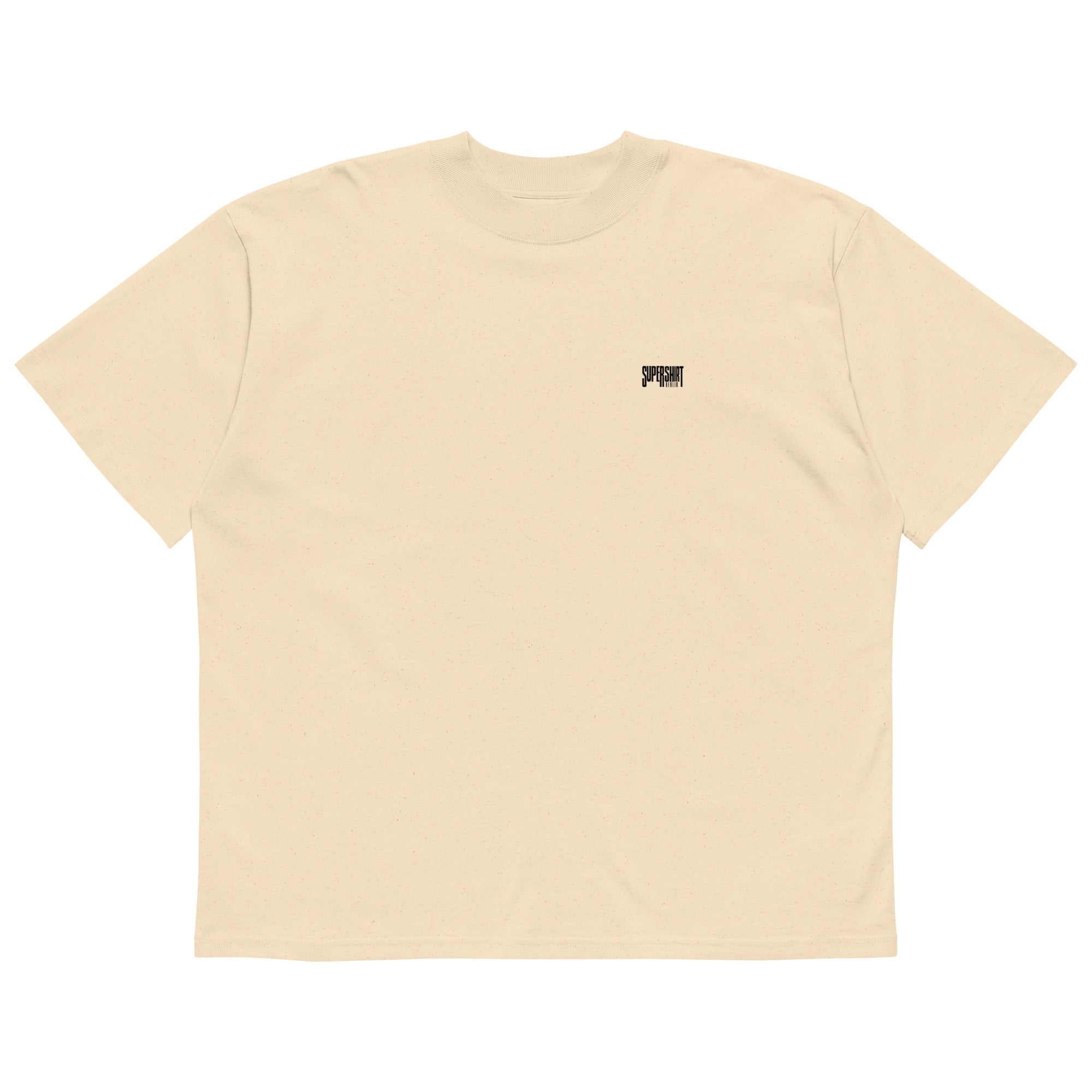 Supershirt Basic Oversized-High-Neck-T-Shirt aus Bio-Baumwolle, Natur, Vorderansicht