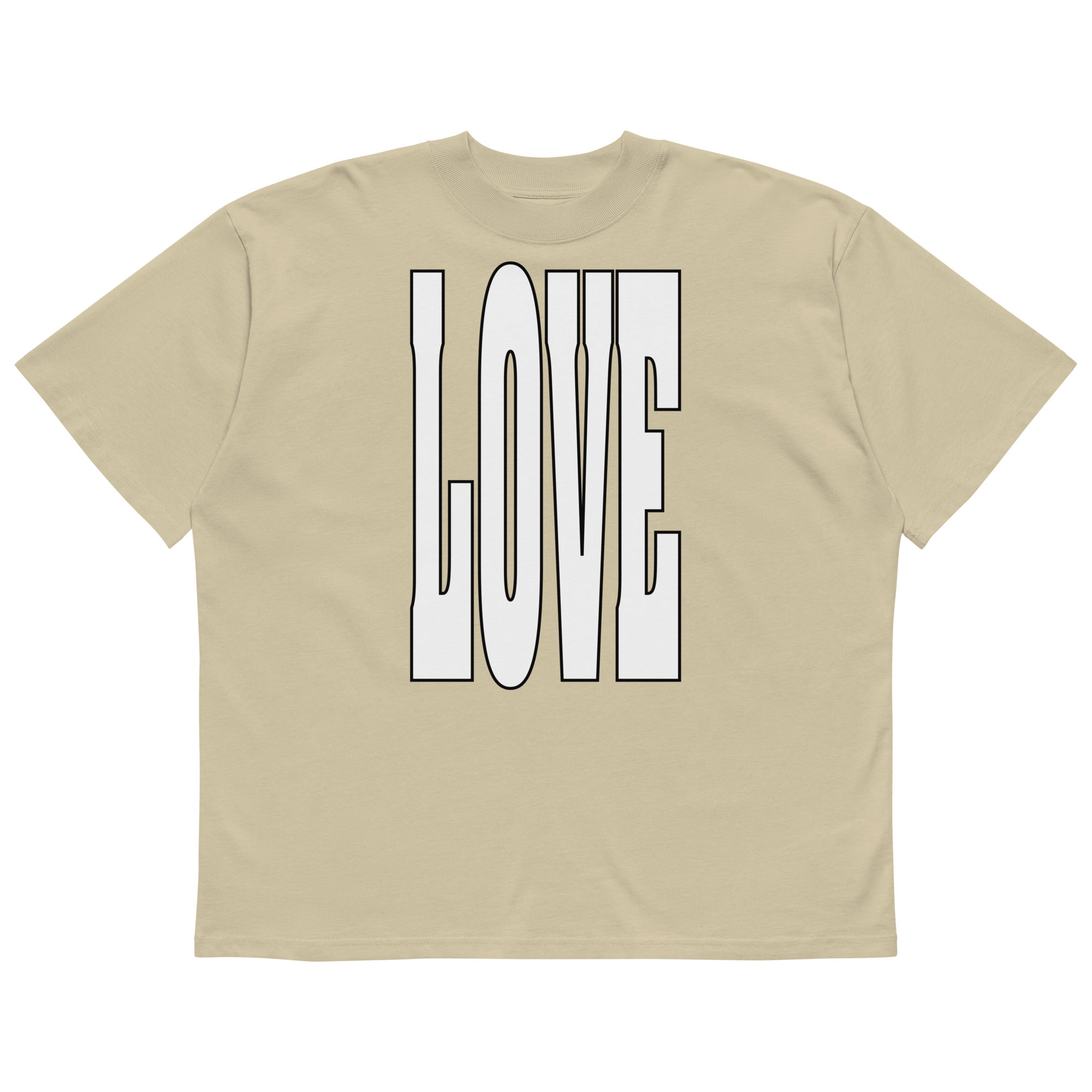 LOVE-Typography-Oversized-T-Shirt, Stone, Vorderansicht