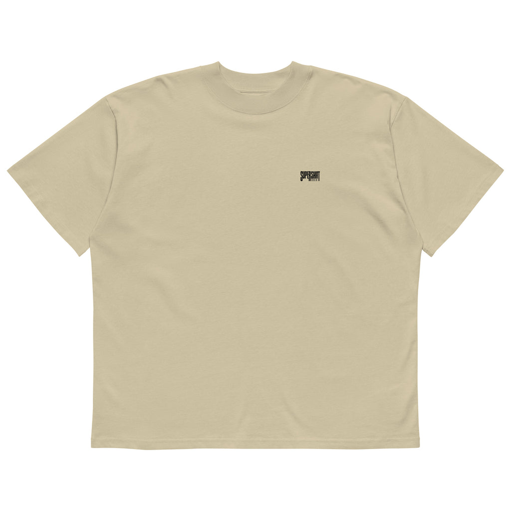 Supershirt Basic Oversized-High-Neck-T-Shirt aus Bio-Baumwolle, Stone, Vorderansicht