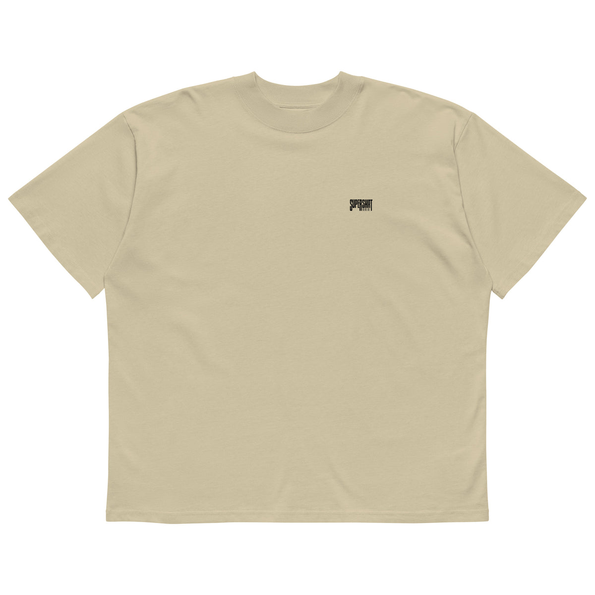 Supershirt Basic Oversized-High-Neck-T-Shirt aus Bio-Baumwolle, Stone, Vorderansicht