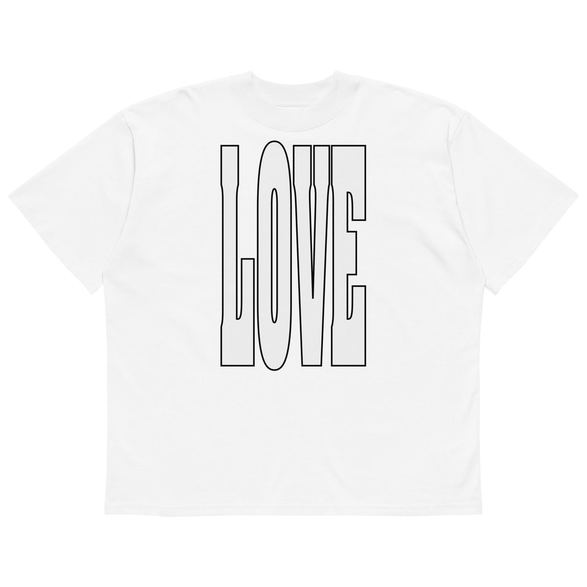 LOVE-Typography-Oversized-T-Shirt, Weiß, Vorderansicht