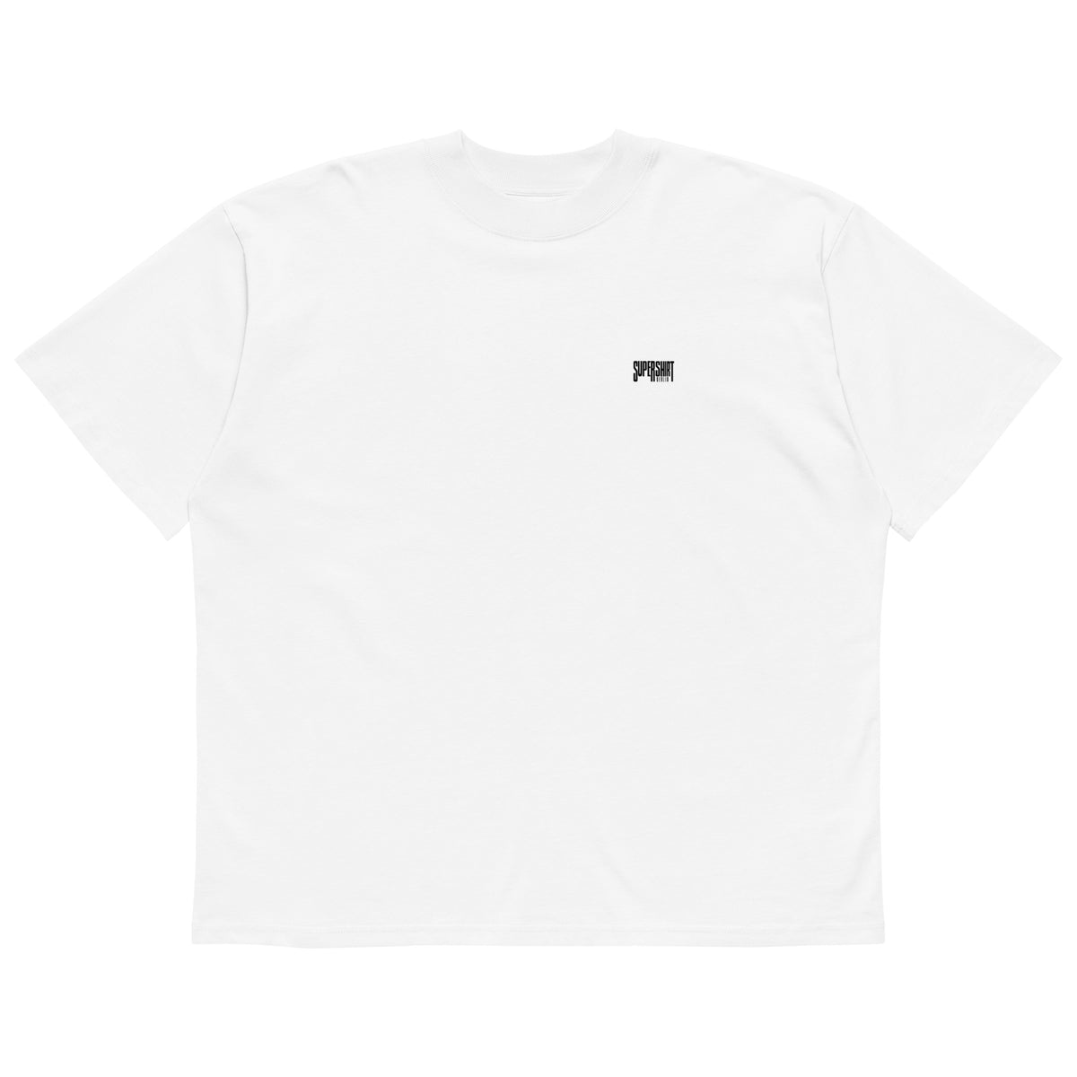 Supershirt Basic Oversized-High-Neck-T-Shirt aus Bio-Baumwolle, Weiß, Vorderansicht