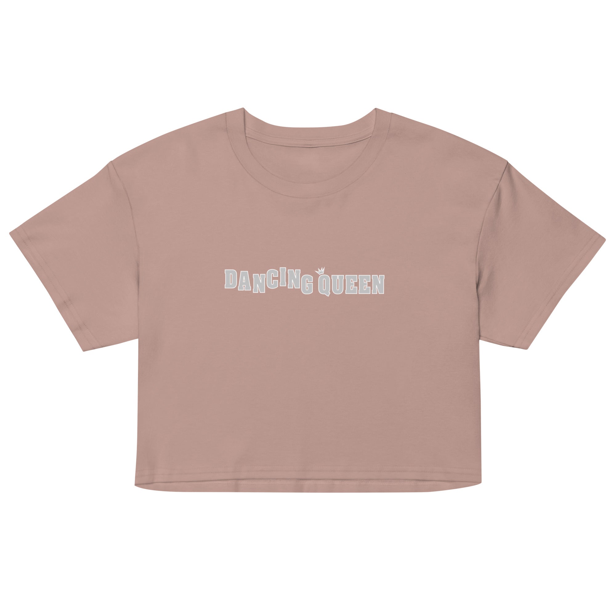 Dancing Queen Crop Top mit Schriftzug, Hazy Pink, Vorderansicht