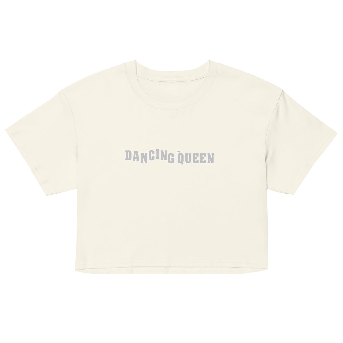 Dancing Queen Crop Top mit Schriftzug, Natur, Vorderansicht