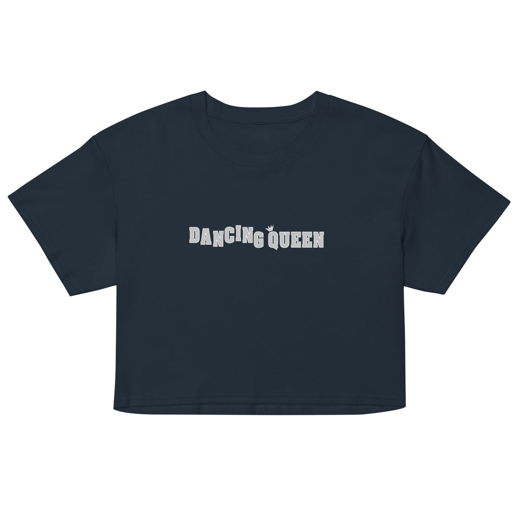 Dancing Queen Crop Top mit Schriftzug, Navy, Vorderansicht