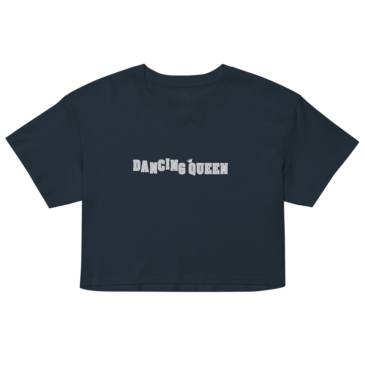 Dancing Queen Crop Top mit Schriftzug, Navy, Vorderansicht