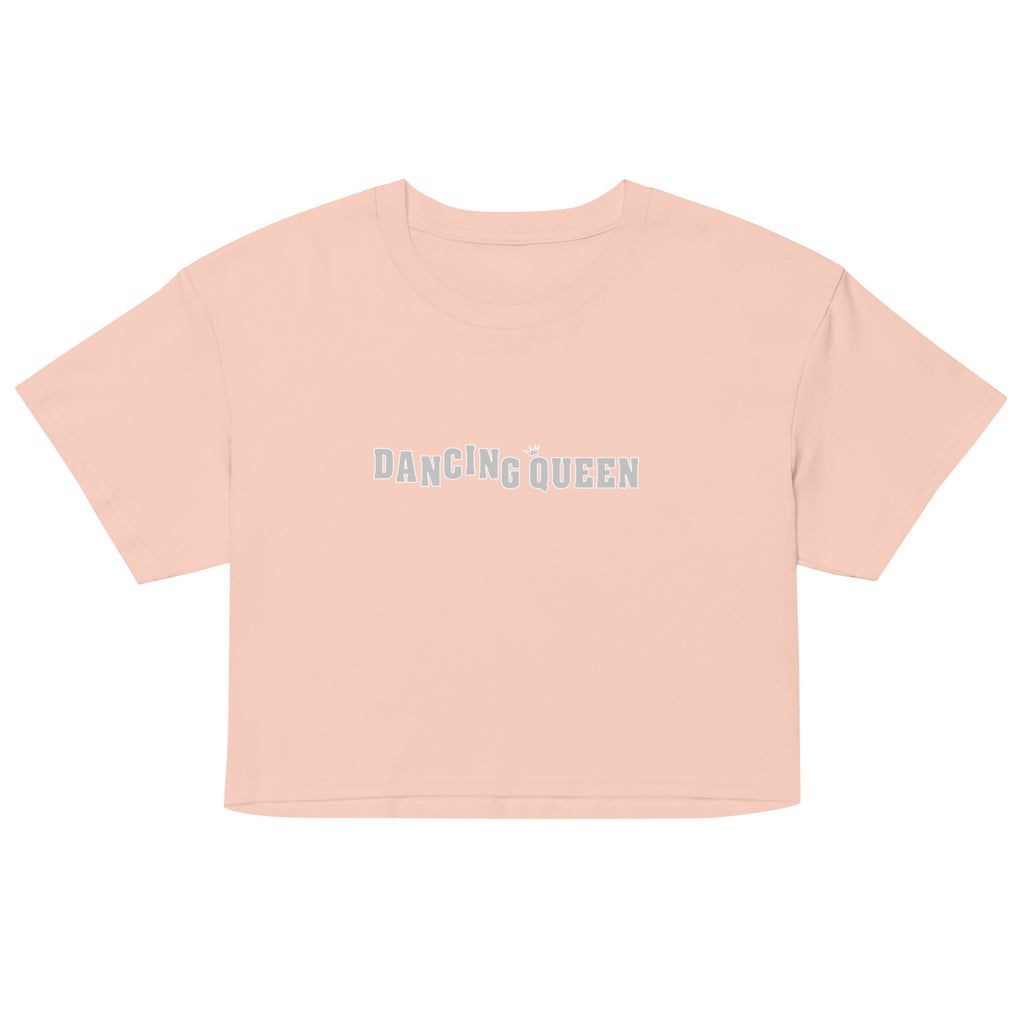 Dancing Queen Crop Top mit Schriftzug, Pale Pink, Vorderansicht