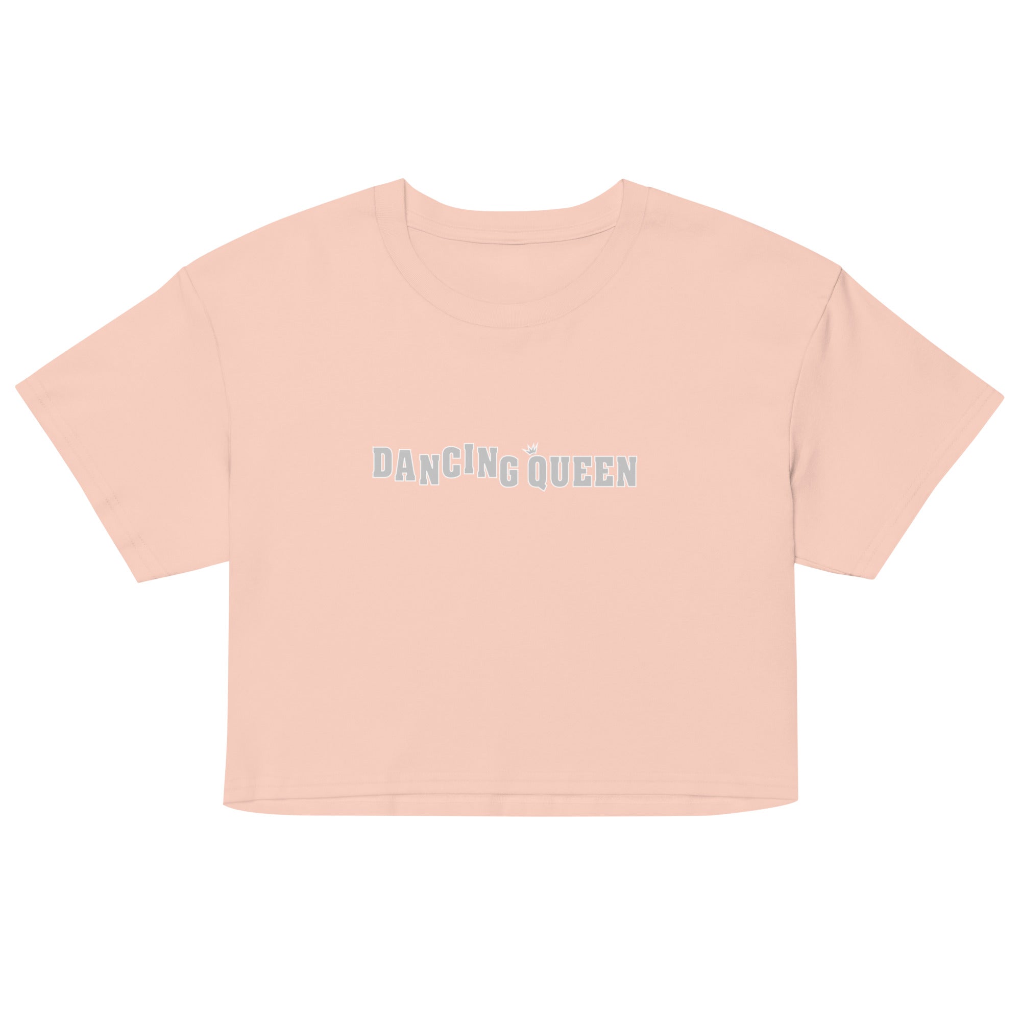Dancing Queen Crop Top mit Schriftzug, Pale Pink, Vorderansicht