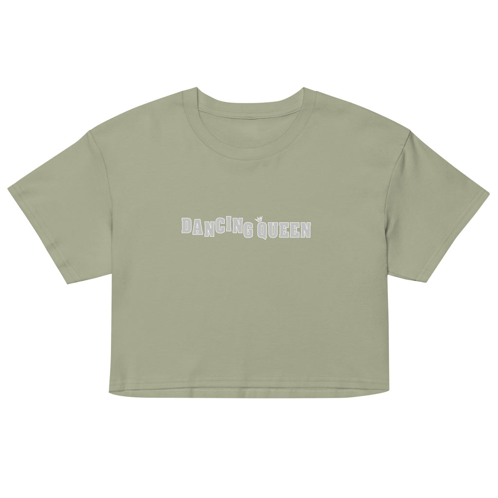 Dancing Queen Crop Top mit Schriftzug, Pistachio, Vorderansicht