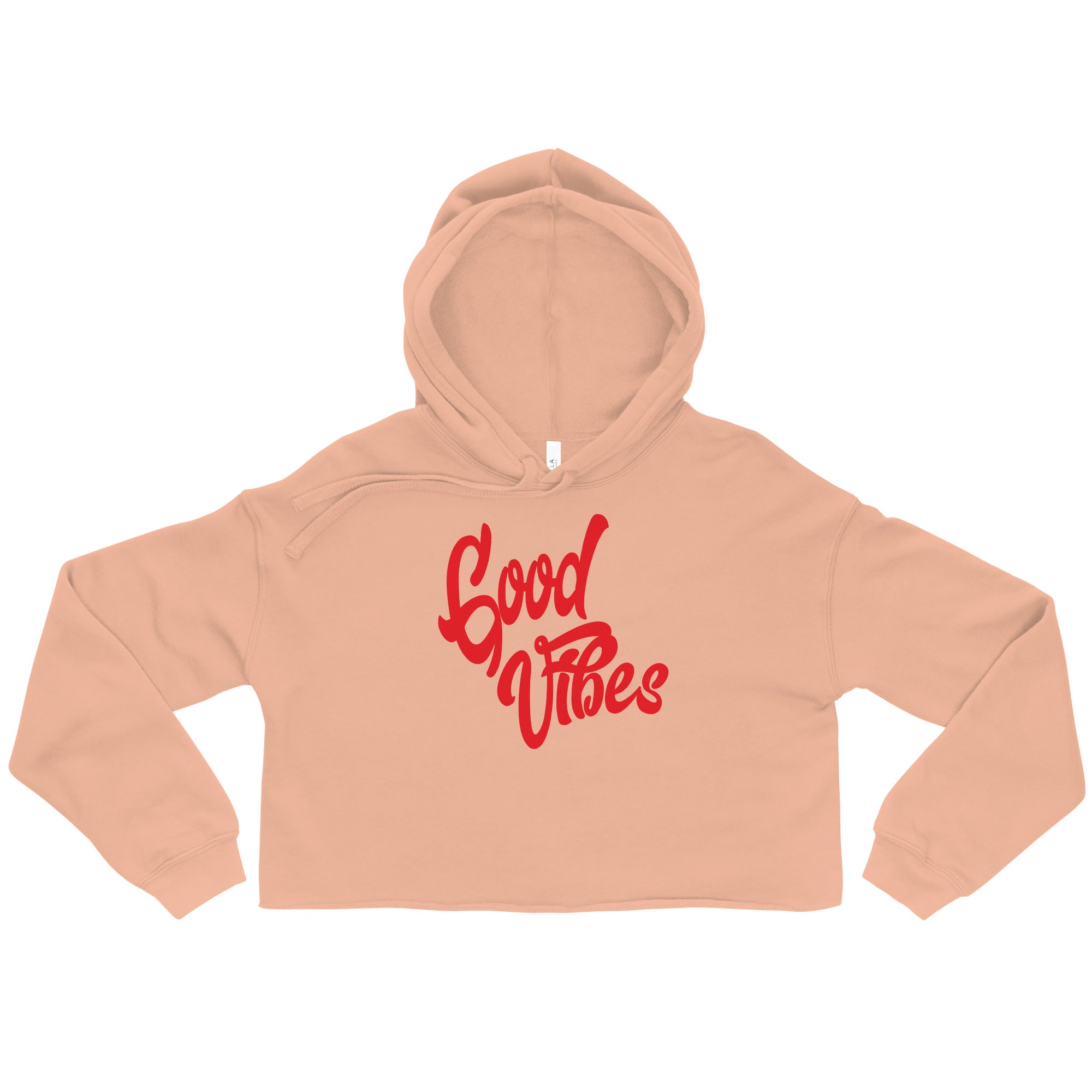 Good Vibes Damen-Crop-Hoodie, Peach, Vorderansicht