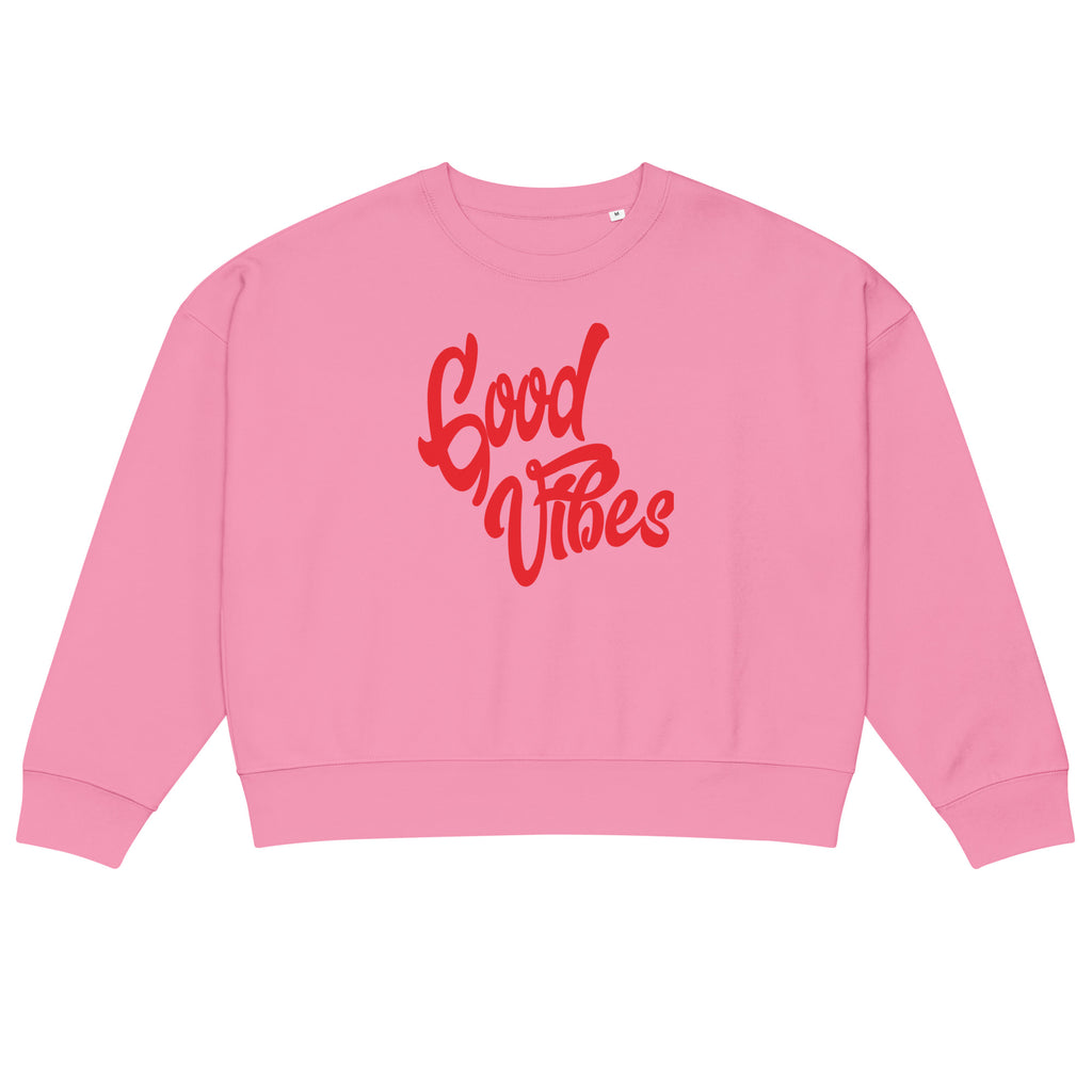 Good Vibes Damen-Sweatshirt aus Bio-Baumwolle, Bubble Pink, Vorderansicht