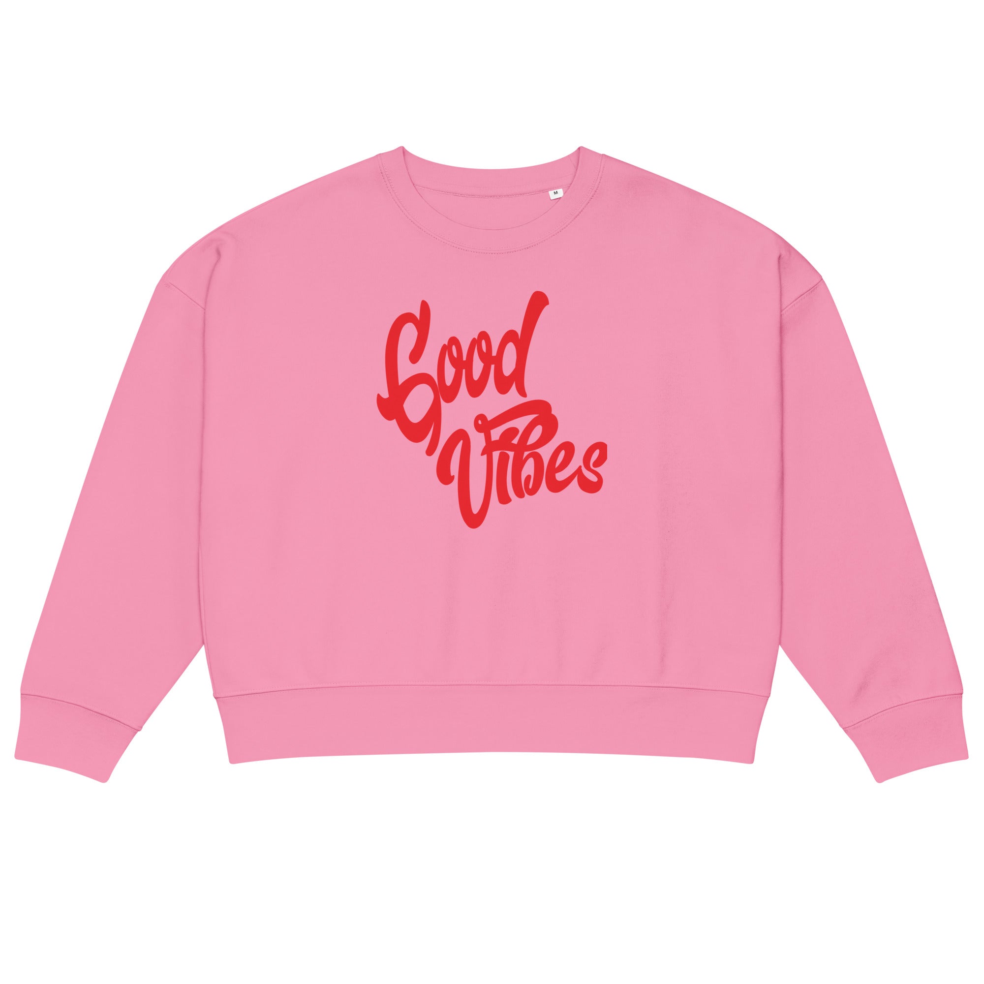 Good Vibes Damen-Sweatshirt aus Bio-Baumwolle, Bubble Pink, Vorderansicht