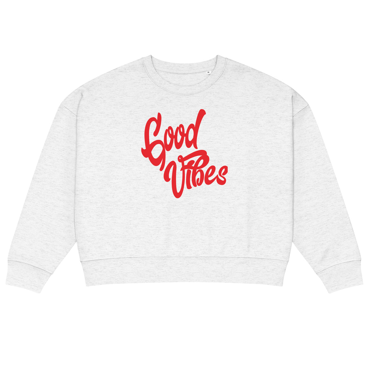 Good Vibes Damen-Sweatshirt aus Bio-Baumwolle, Cool Heather Grey, Vorderansicht