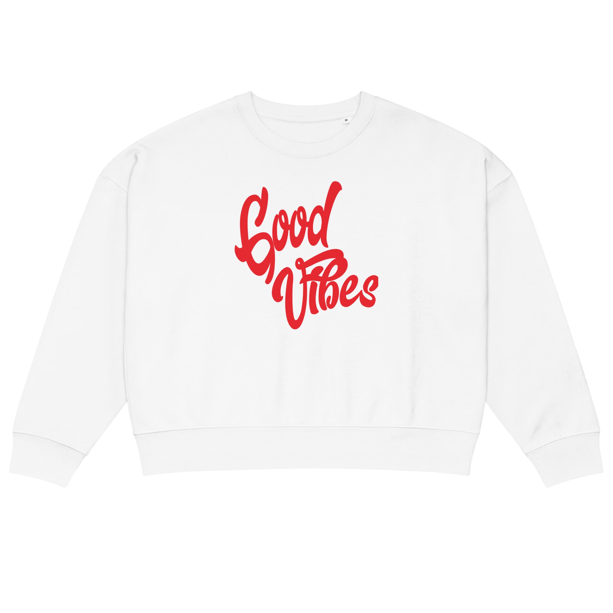Good Vibes Damen-Sweatshirt aus Bio-Baumwolle, Weiß, Vorderansicht
