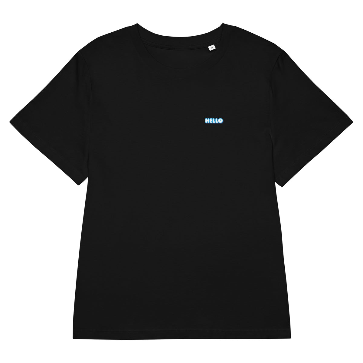 Hello-T-Shirt mit Streetwear-Schriftzug, Schwarz, Vorderansicht