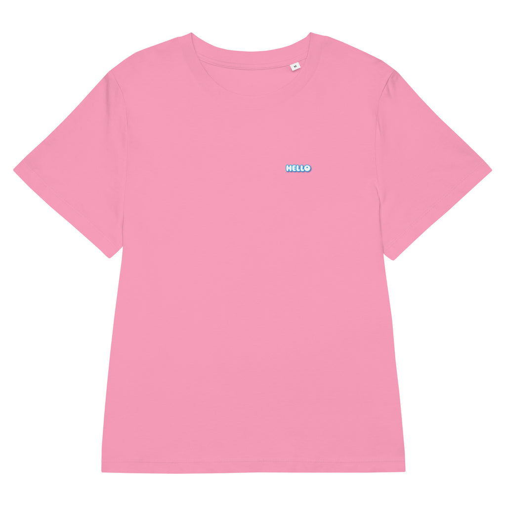 Hello-T-Shirt mit Streetwear-Schriftzug, Bubble Pink, Vorderansicht