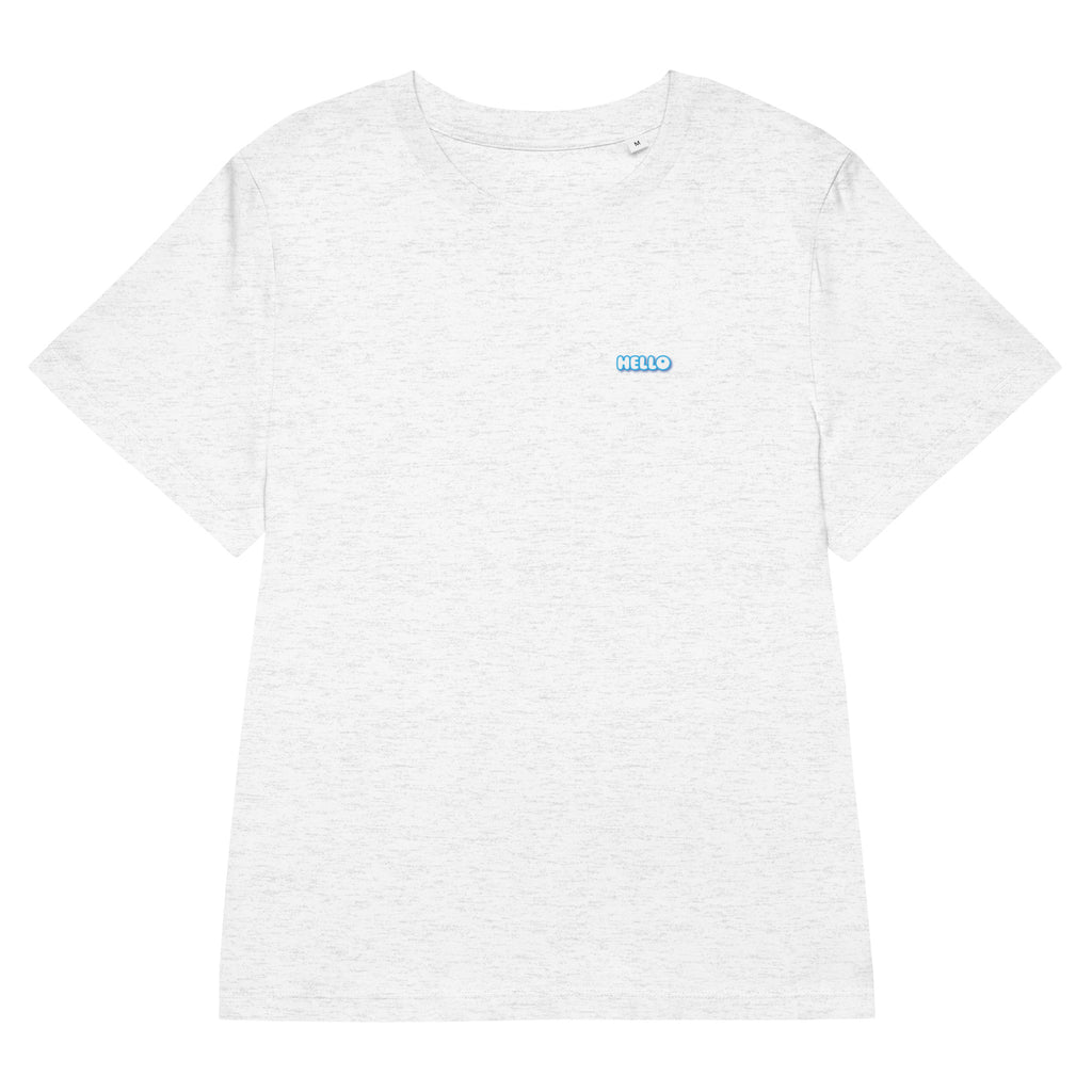 Hello-T-Shirt mit Streetwear-Schriftzug, Cool Heather Grey, Vorderansicht