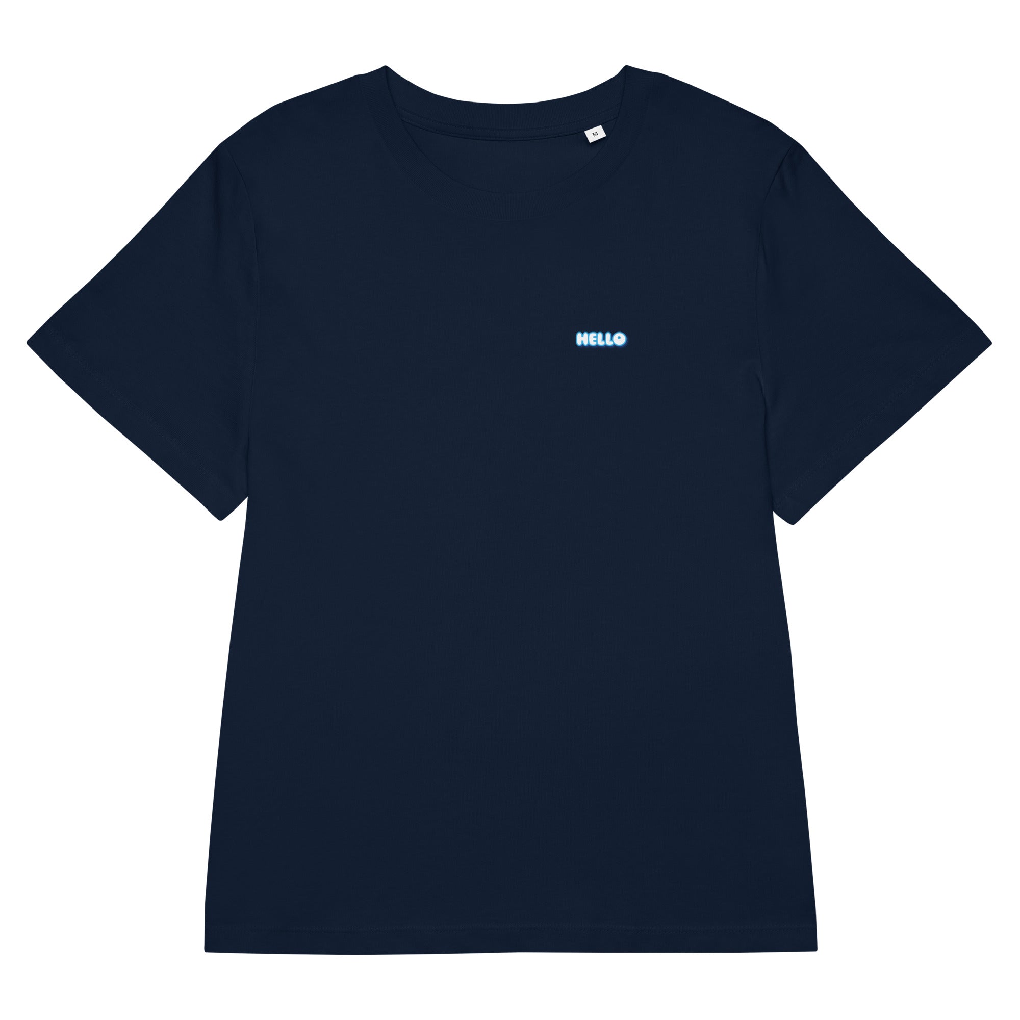 Hello-T-Shirt mit Streetwear-Schriftzug, Marineblau, Vorderansicht