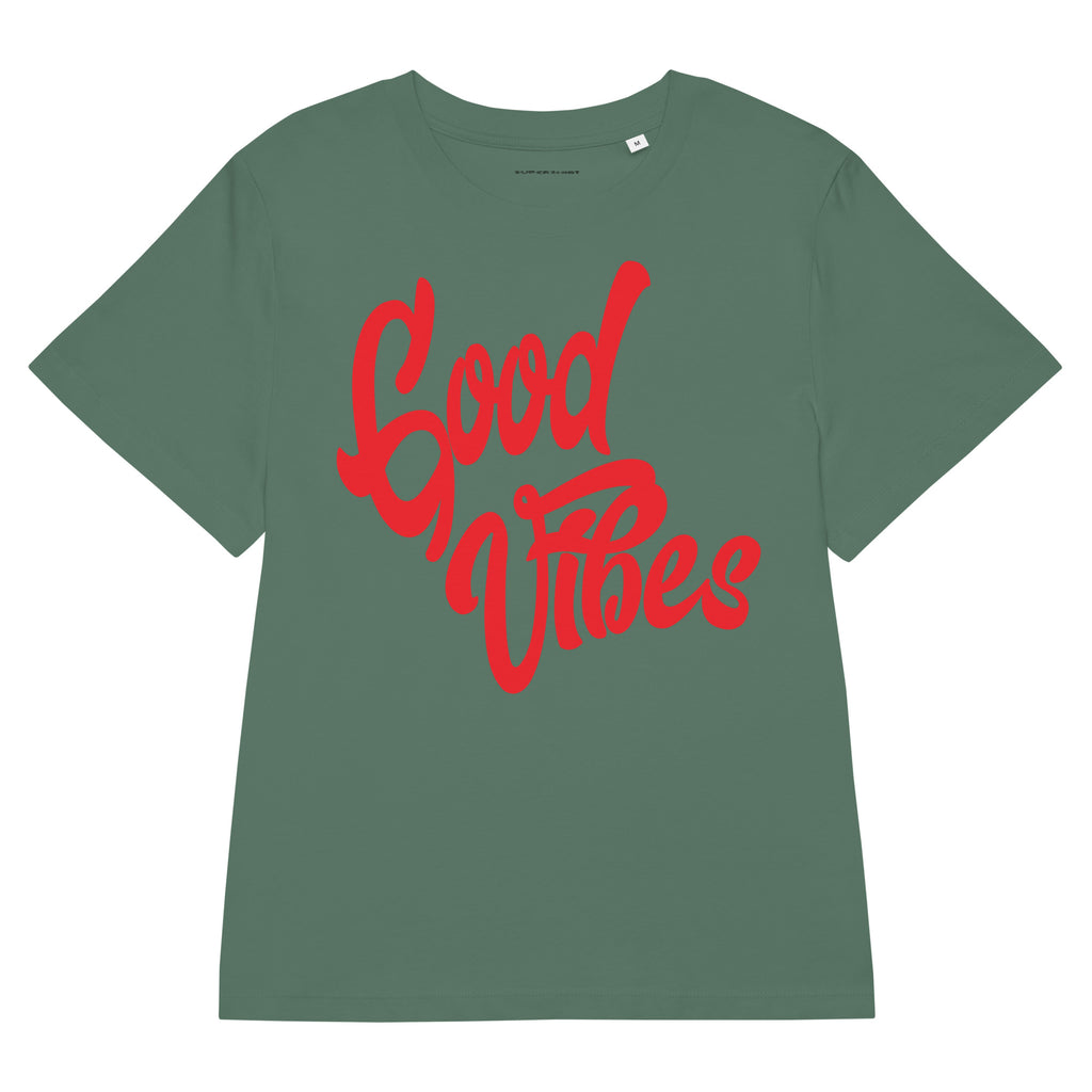 Good Vibes T-Shirt mit Rippbund-Ausschnitt, Green Bay, Vorderansicht