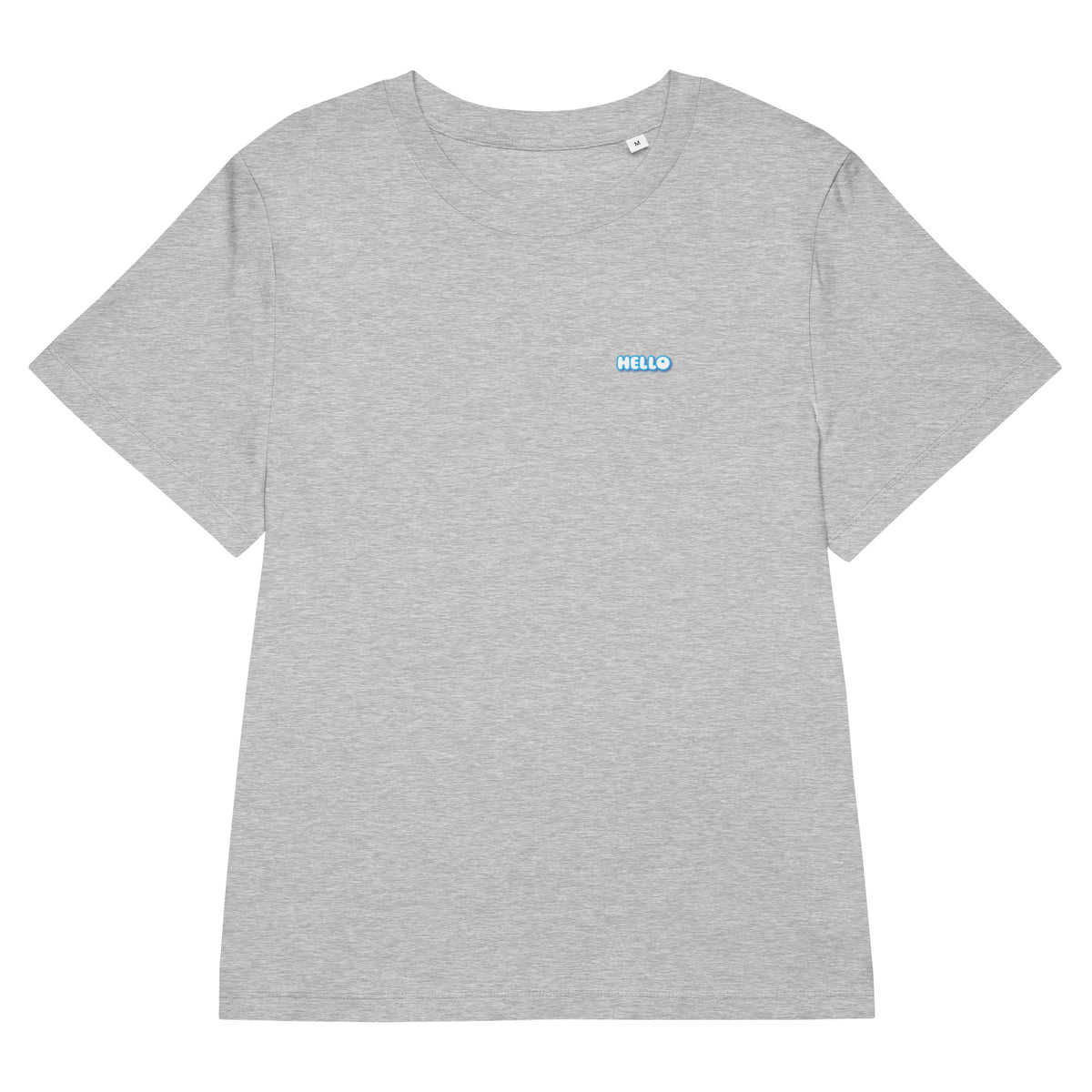 Hello-T-Shirt mit Streetwear-Schriftzug, Graumeliert, Vorderansicht