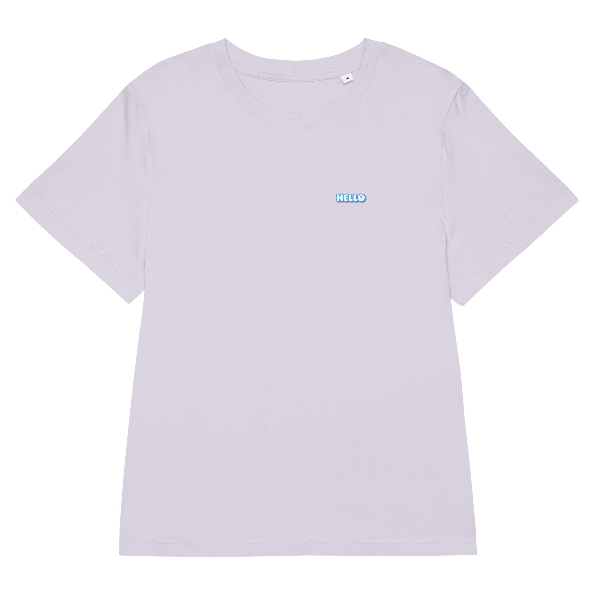 Hello-T-Shirt mit Streetwear-Schriftzug, Lavendel, Vorderansicht