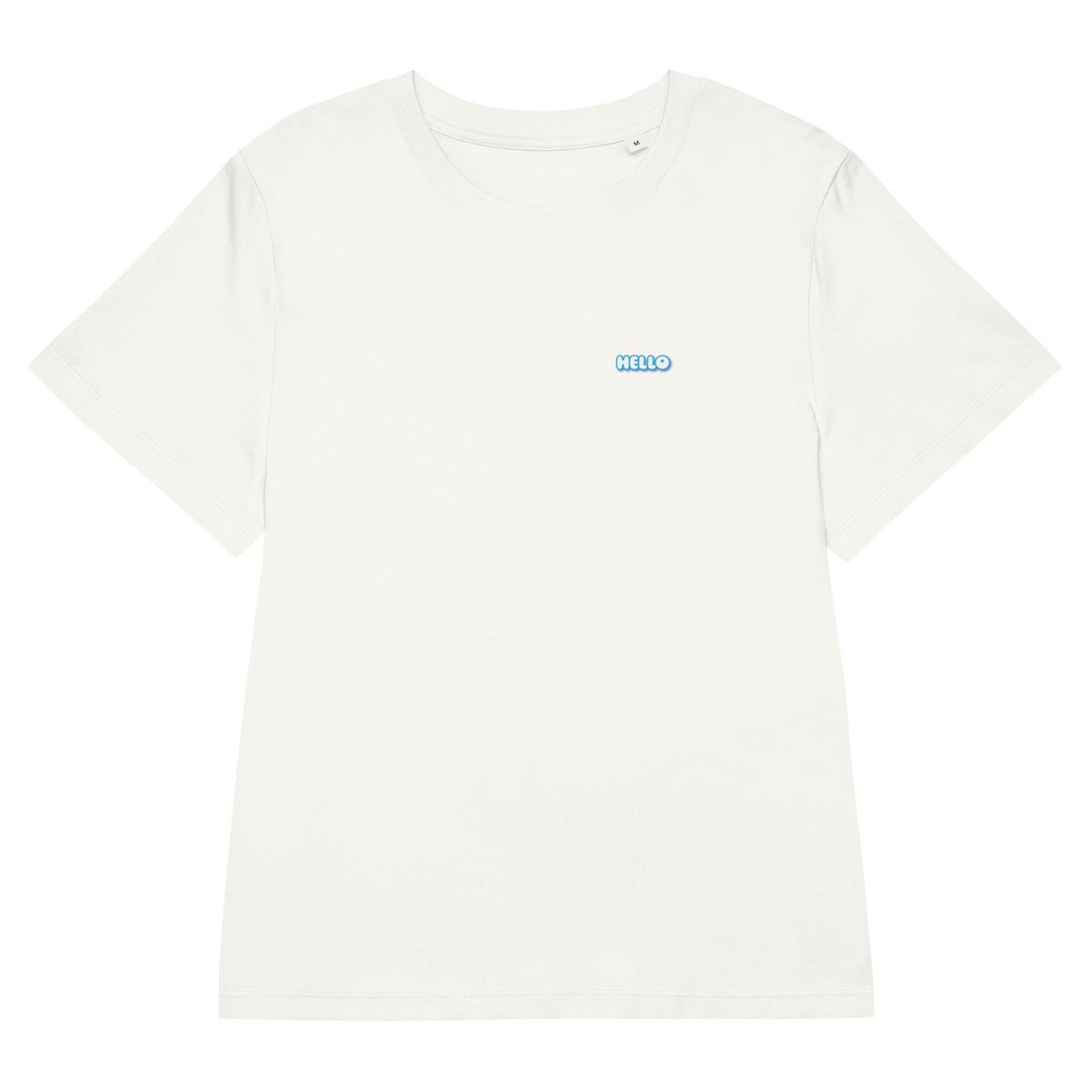 Hello-T-Shirt mit Streetwear-Schriftzug, Off White, Vorderansicht