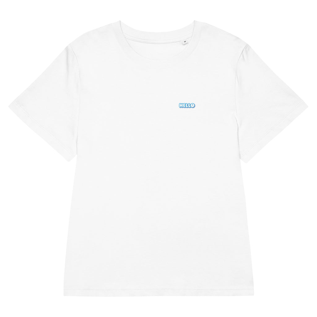 Hello-T-Shirt mit Streetwear-Schriftzug, Weiß, Vorderansicht